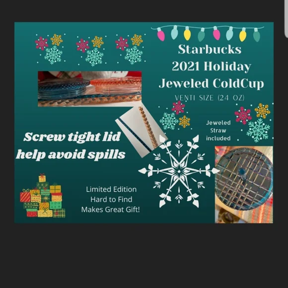 Starbucks holiday Venti 2021 Holiday Collection Rose Gold jeweled Tumbler
